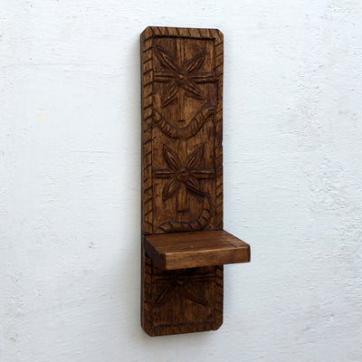 Wooden Tribal 1 shelf  wall rack