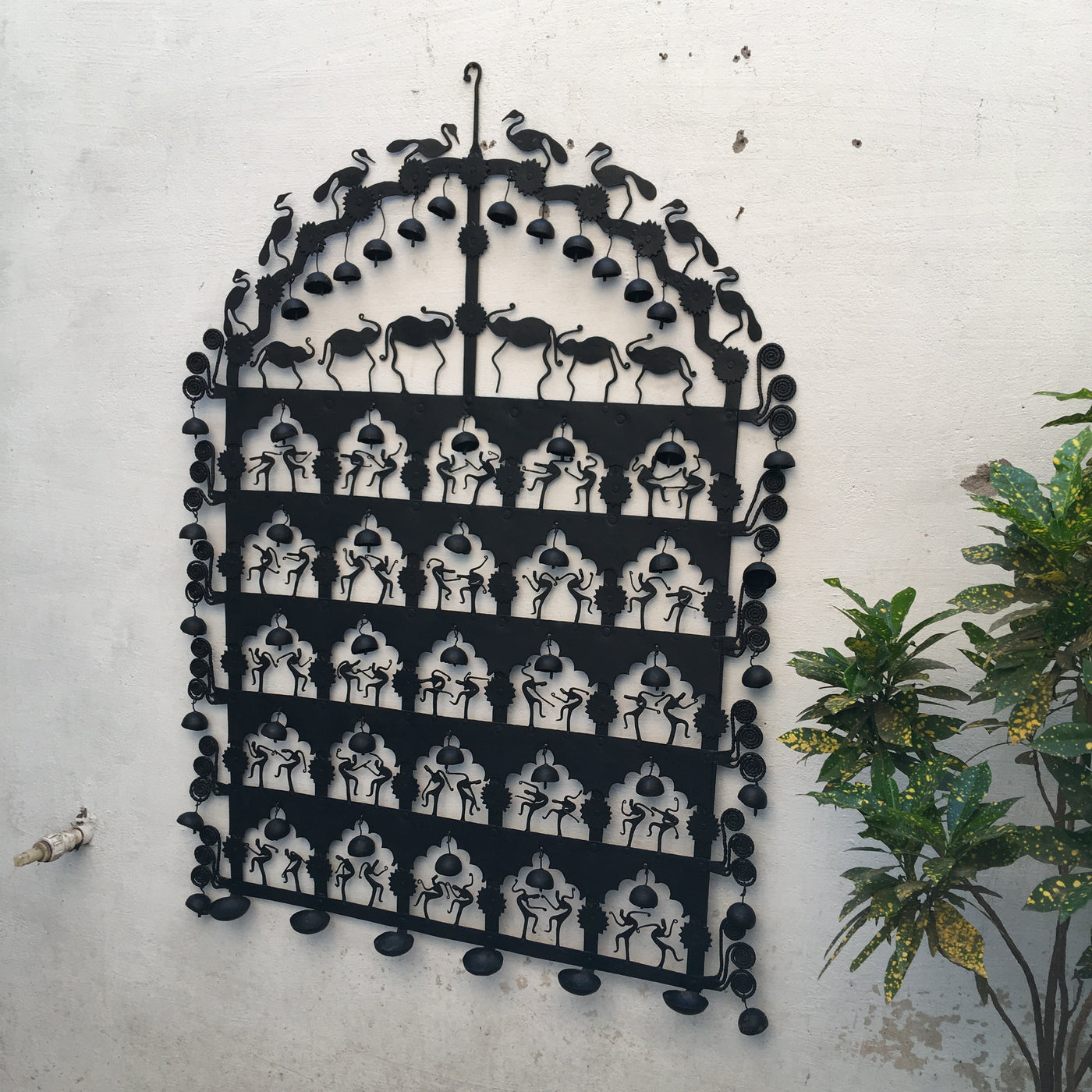 Wrought Iron candle holder metal tribal wall Hanging