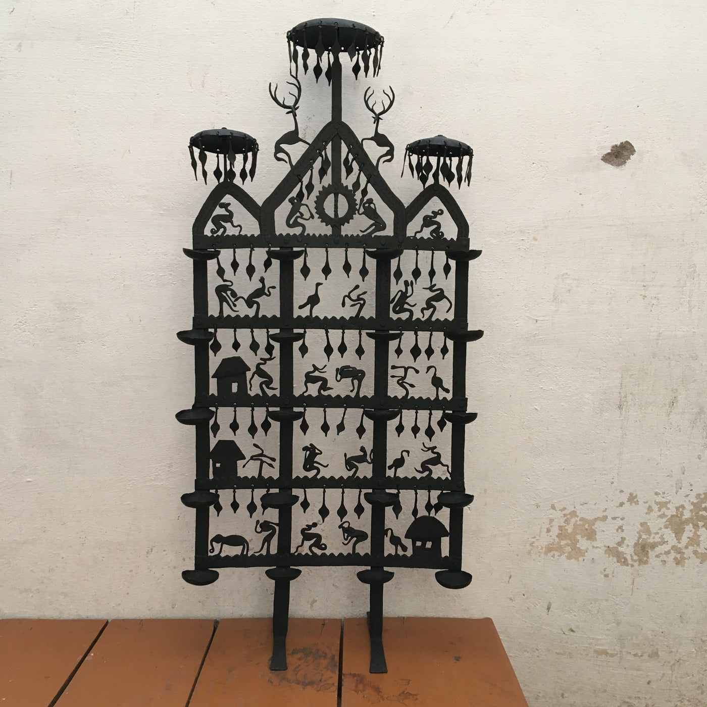 Wrought Iron candle holder metal tribal Stand