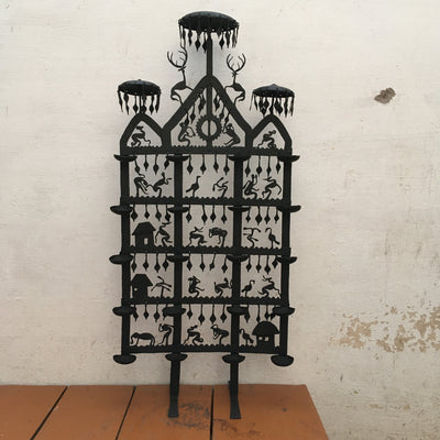 Wrought Iron candle holder metal tribal Stand