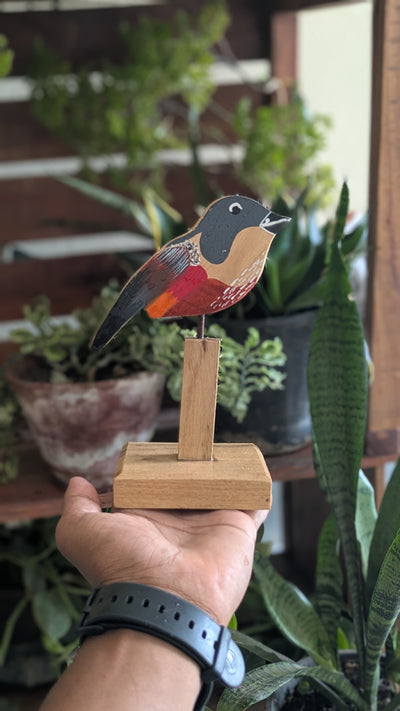 Chinhhari Madai gray brown red and orange bird garden decor