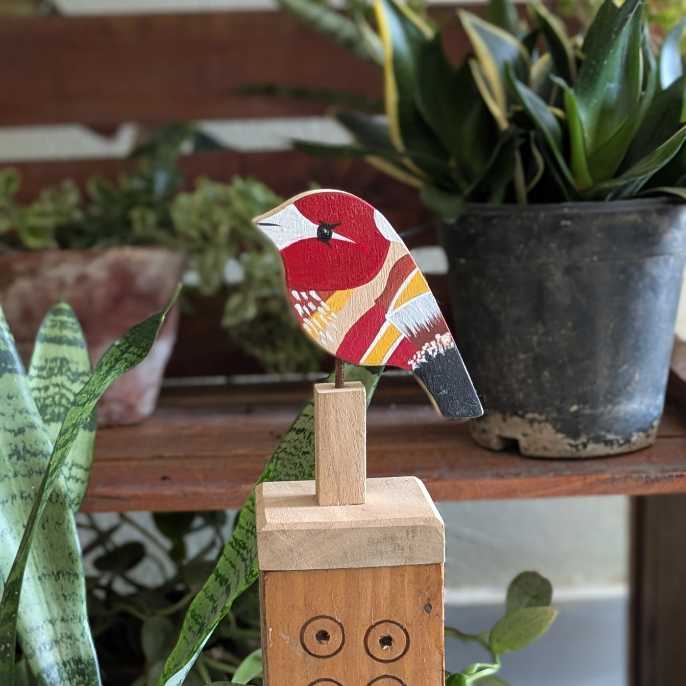 Chinhhari Madai red yellow and brown  bird garden decor