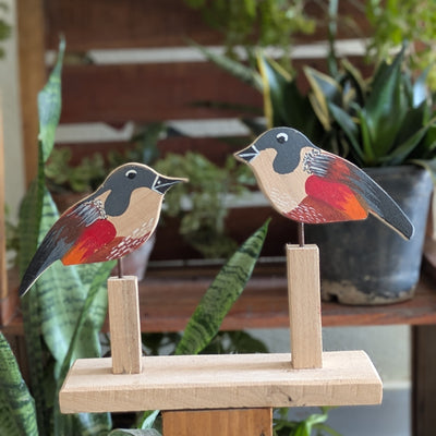 Chinhhari Madai gray red and orange bird pair garden decor