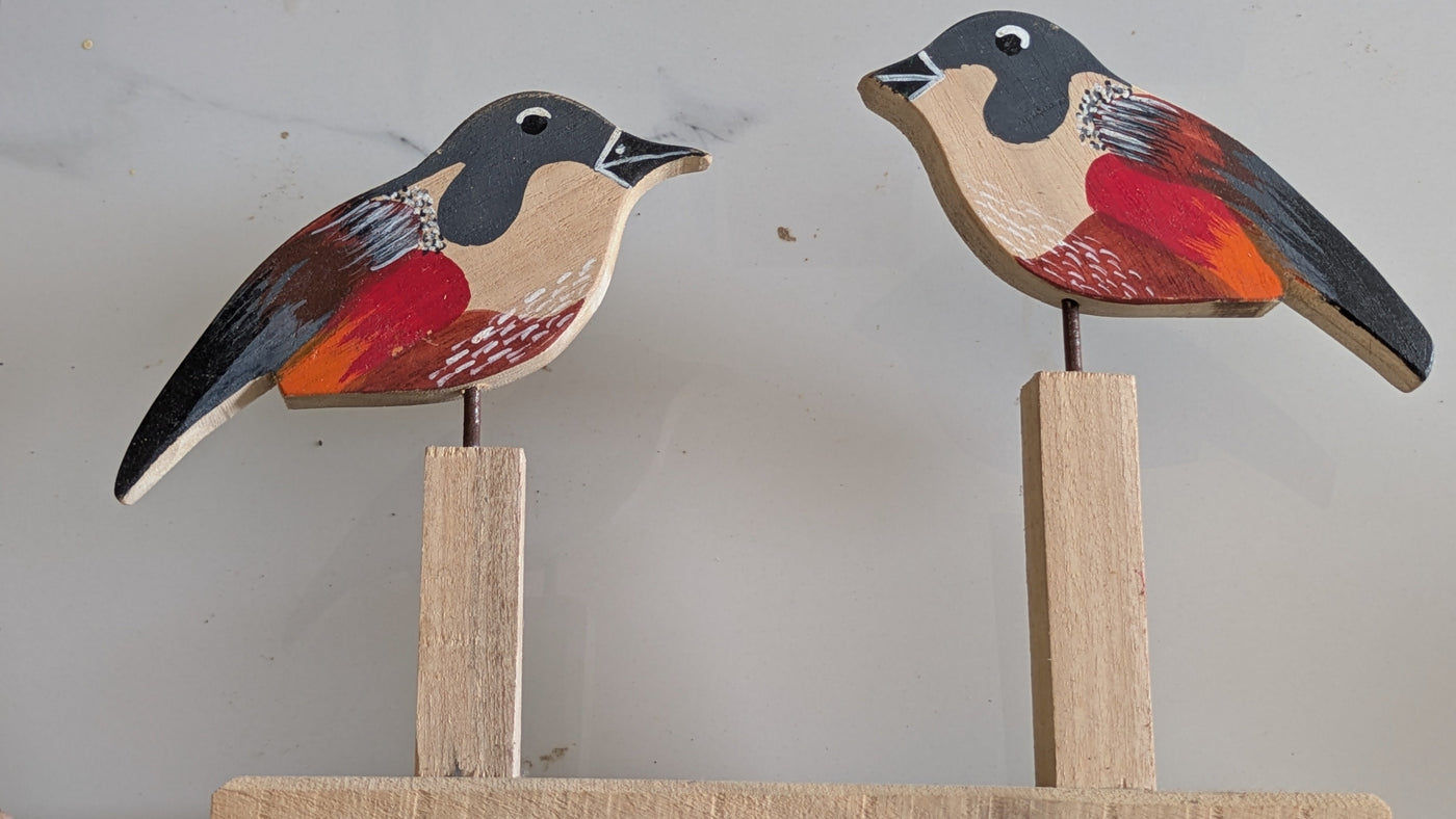 Chinhhari Madai gray red and orange bird pair garden decor