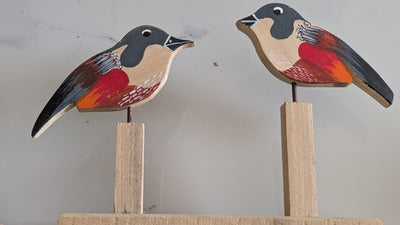 Chinhhari Madai gray red and orange bird pair garden decor