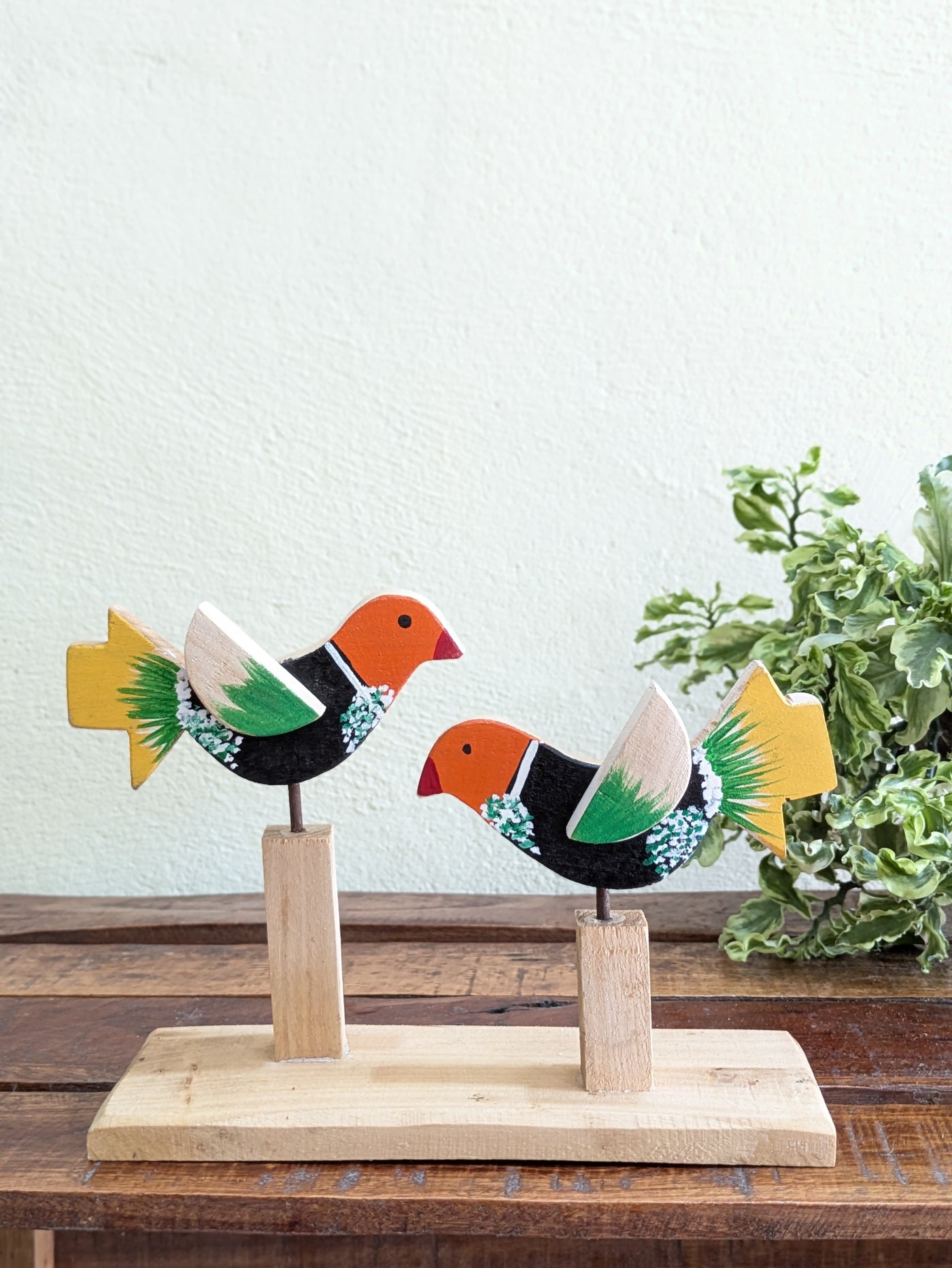 Chinhhari Madai black orange head and yellow tail bird pair garden decor