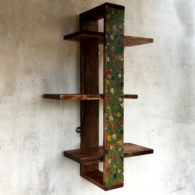 Wooden long vertical wall rack