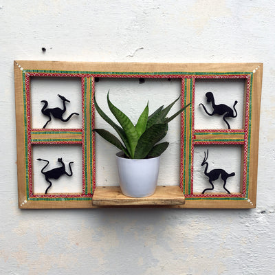 Tribal Wooden and metal mix wall rack