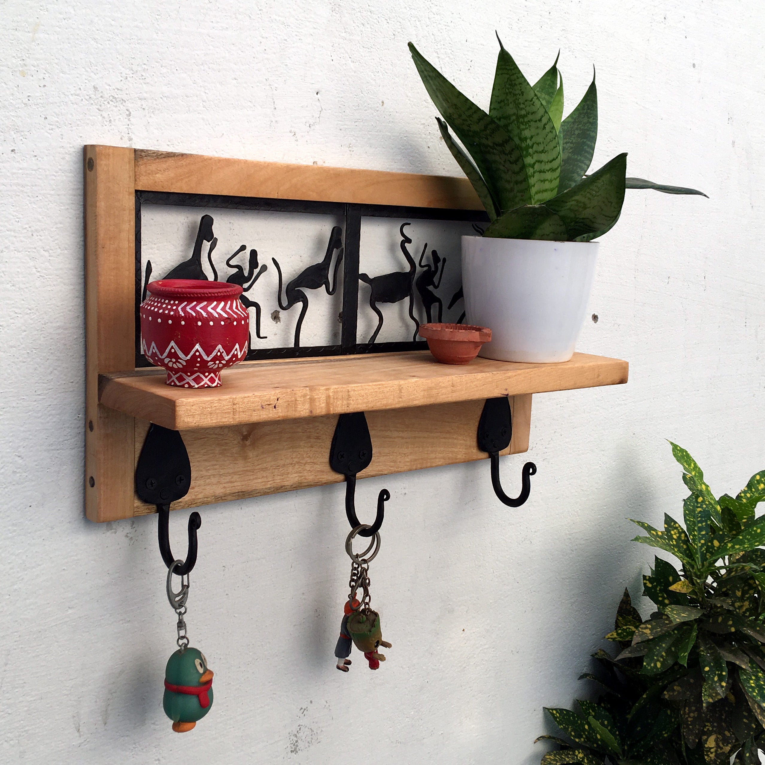 Wooden Long Wall Rack With Hook – Chinhhari Furniture and Handicraft