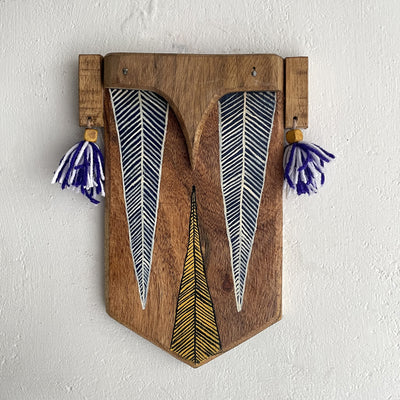 Wooden abstract hand painted mask