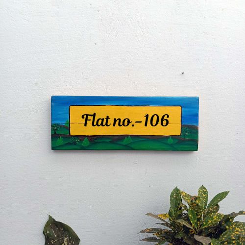 Wooden handpainted long number plate/Name plate