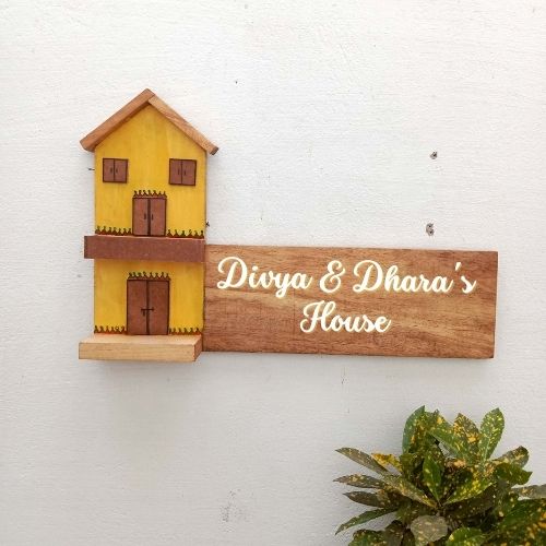 Wooden handpainted house number plate/Name plate