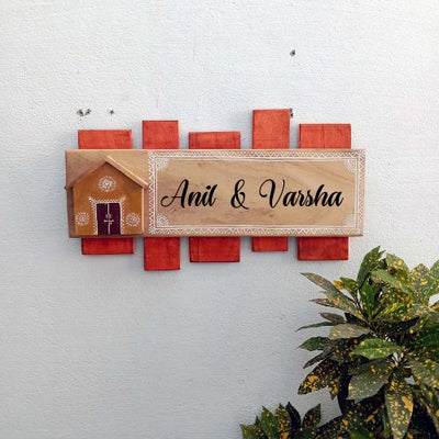 Wooden handpainted hut number plate/Name plate
