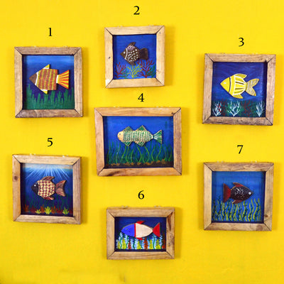 Chinhhari arts wooden set of 7 hand painted fish wall decor - WWD018 -  Chinhhari Arts