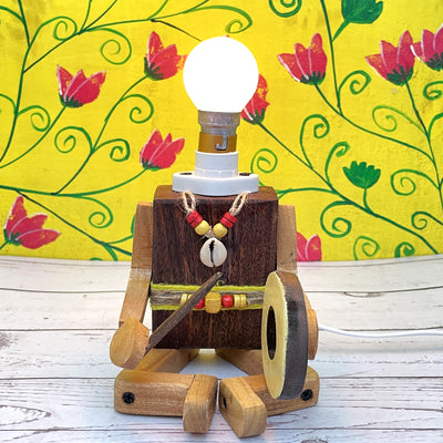 Wooden hand painted musician with Dafli lamp