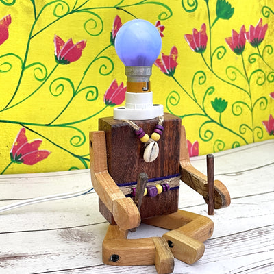 Wooden hand painted musician with jhunjhuna lamp