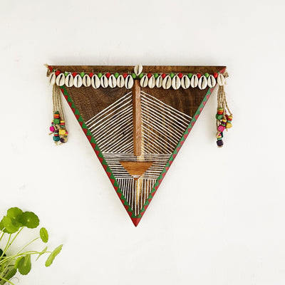 Wooden tribal triangle hand painted mask