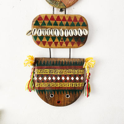 Wooden tribal long hand painted mask