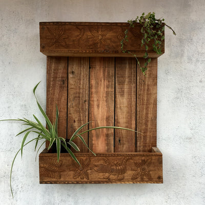 Tribal Wooden garden wall rack