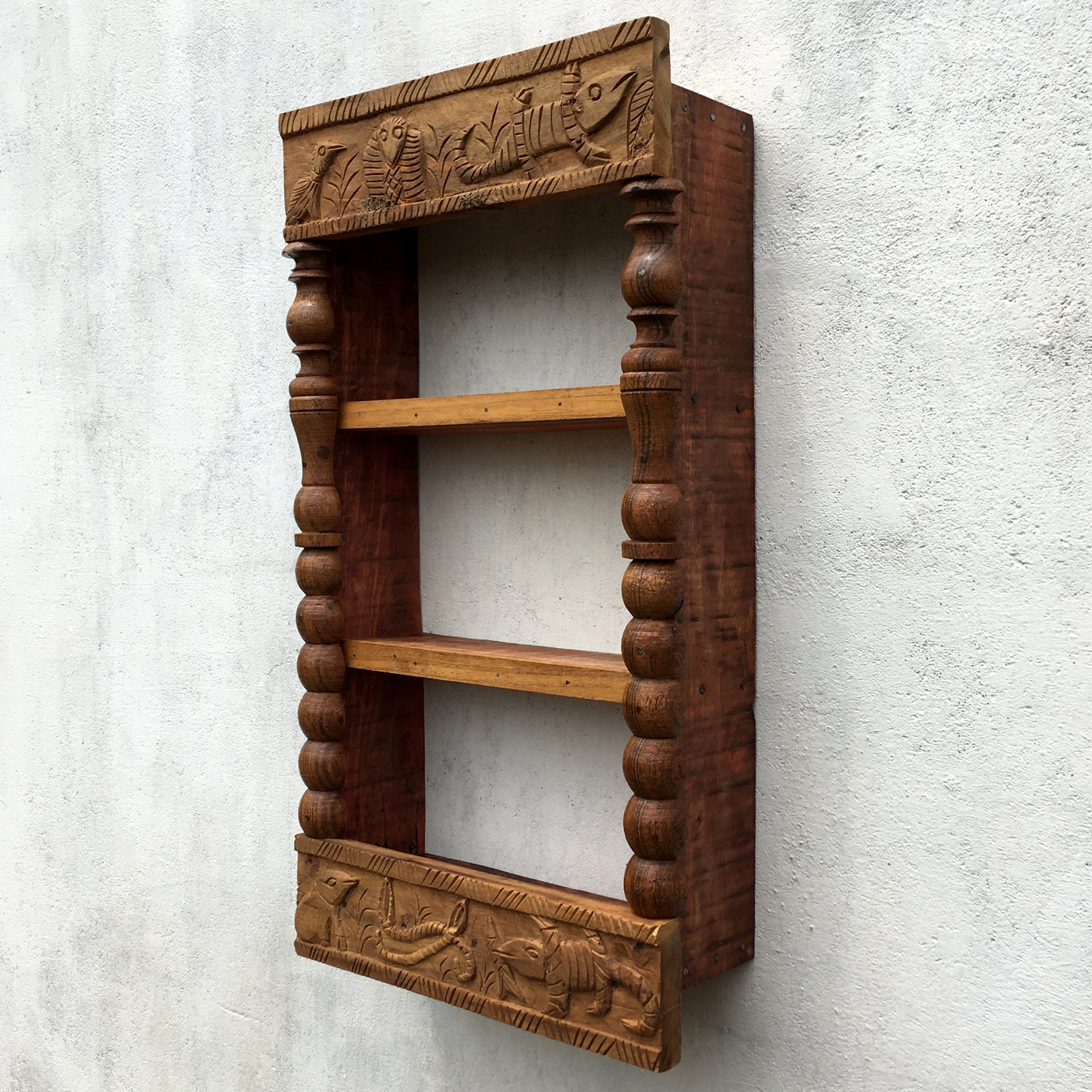 Tribal Wooden multilayer wall rack