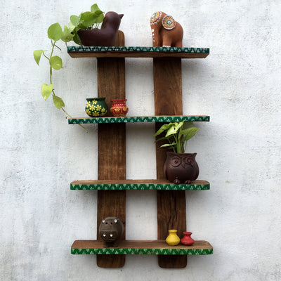 Wooden long multilayer wall rack