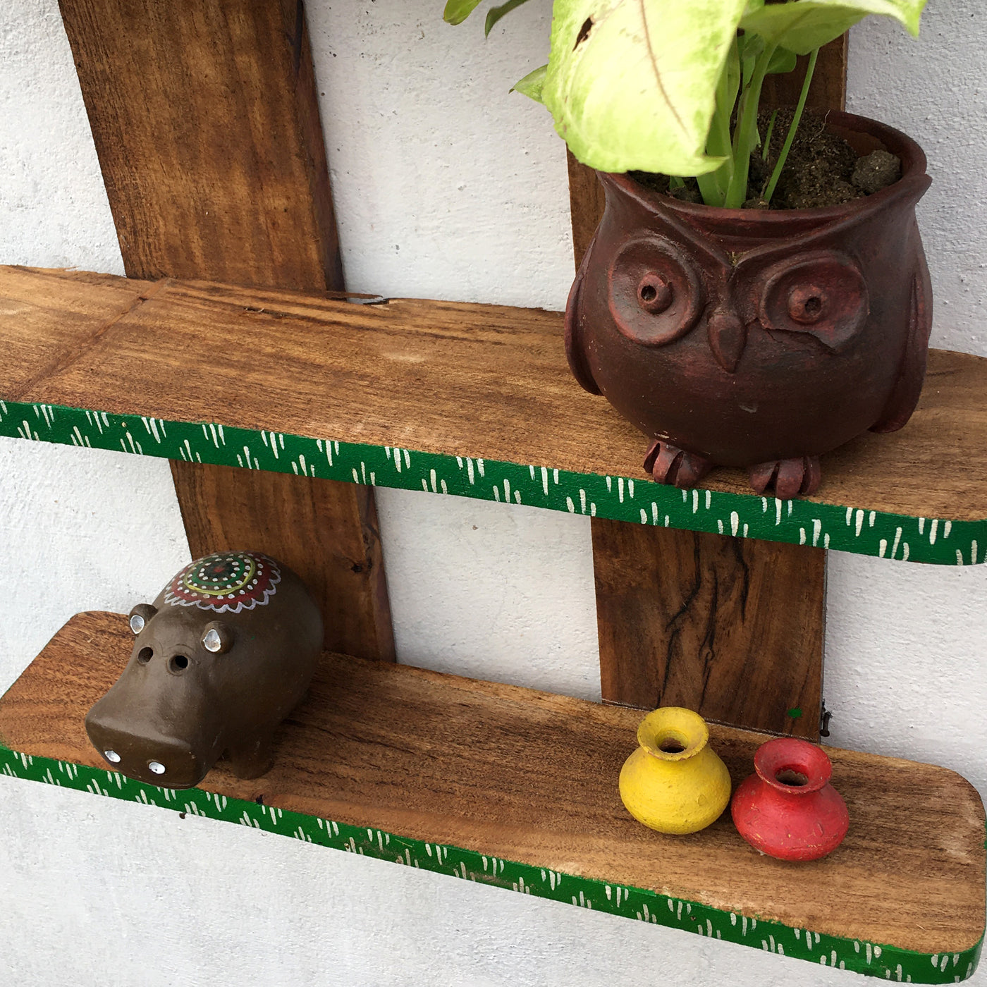 Wooden long multilayer wall rack
