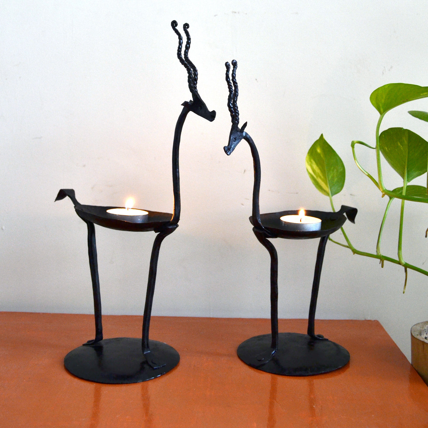 Chinhhari arts Wrought Iron deer pair candle stand - Chinhhari Arts store