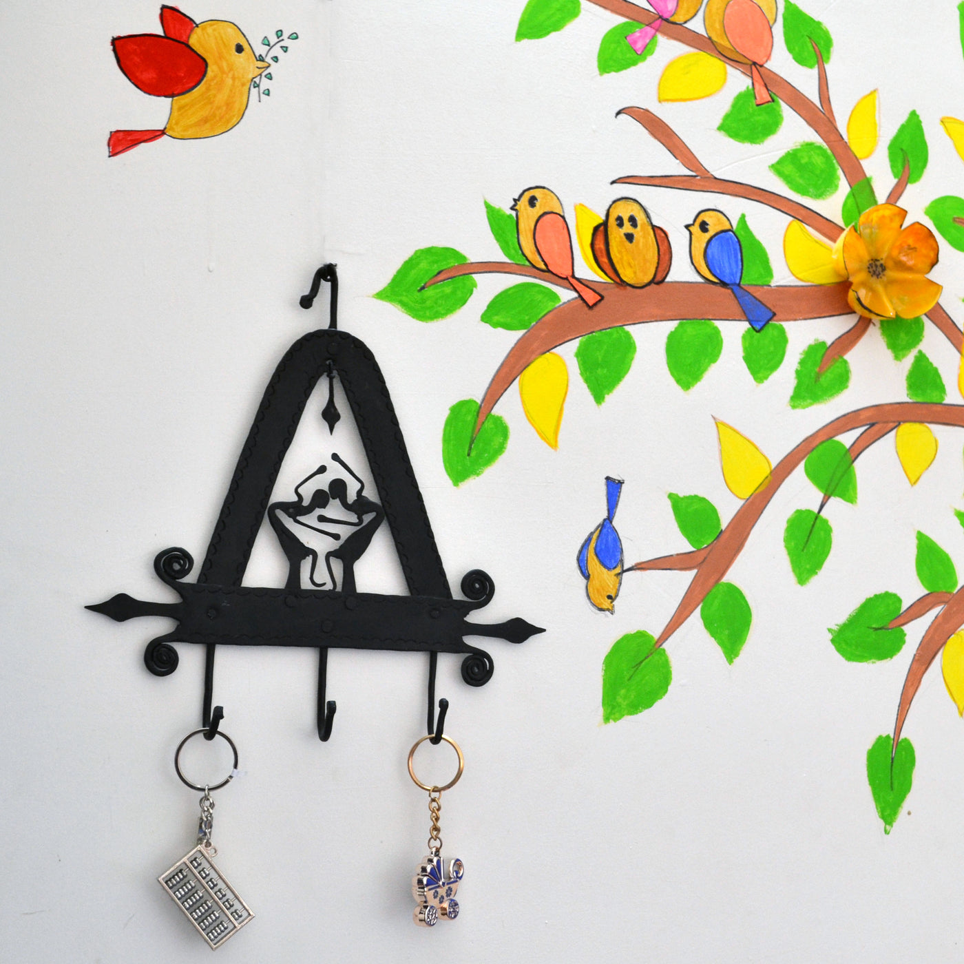 Chinhhari arts Wrought Iron triangle 3 hook keychain holde - Chinhhari Arts store