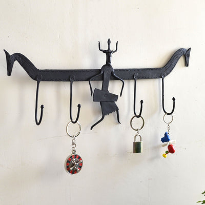 Chinhhari arts Wrought Iron madiya and horse 4 hook keychain holder - Chinhhari Arts store