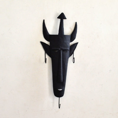 Chinhhari arts Wrought Iron Tribal Mask 3 Hook Keychain Holder - Chinhhari Arts store