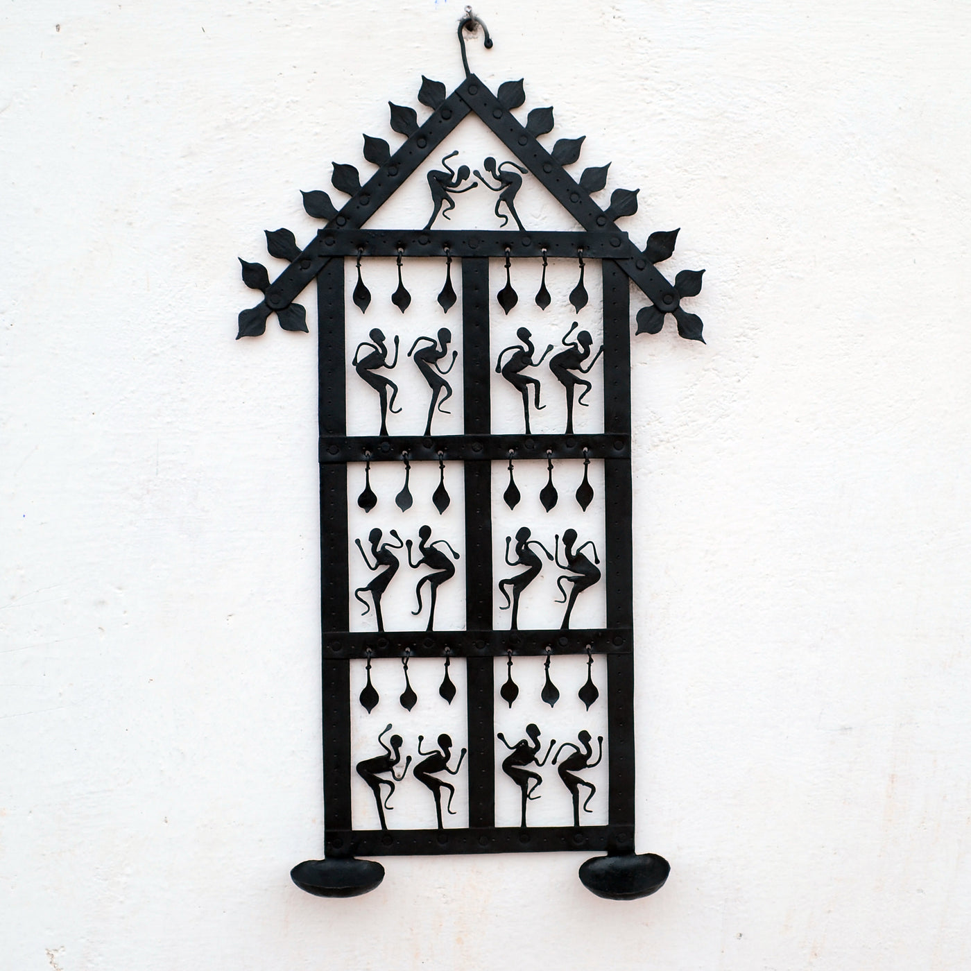 Wrought Iron multi candle holder metal tribal wall Hanging - WIW029