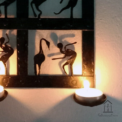 Wrought Iron tribal candle holder Wall Hanging - WIW041