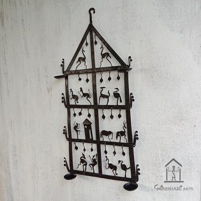 Wrought Iron tribal candle holder Wall Hanging - WIW043