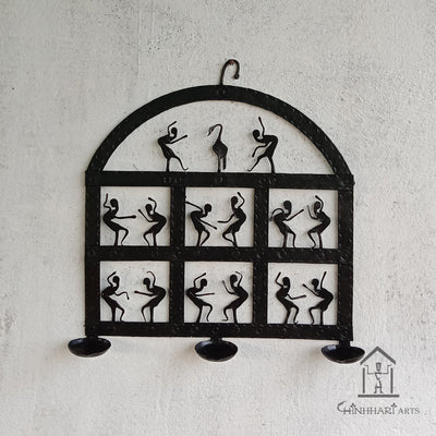Wrought Iron tribal candle holder Wall Hanging - WIW044