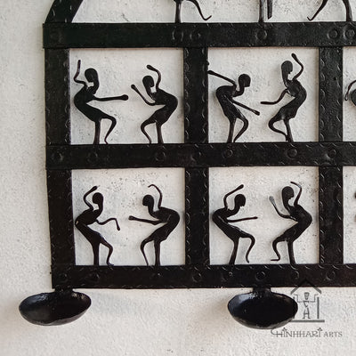 Wrought Iron tribal candle holder Wall Hanging - WIW044