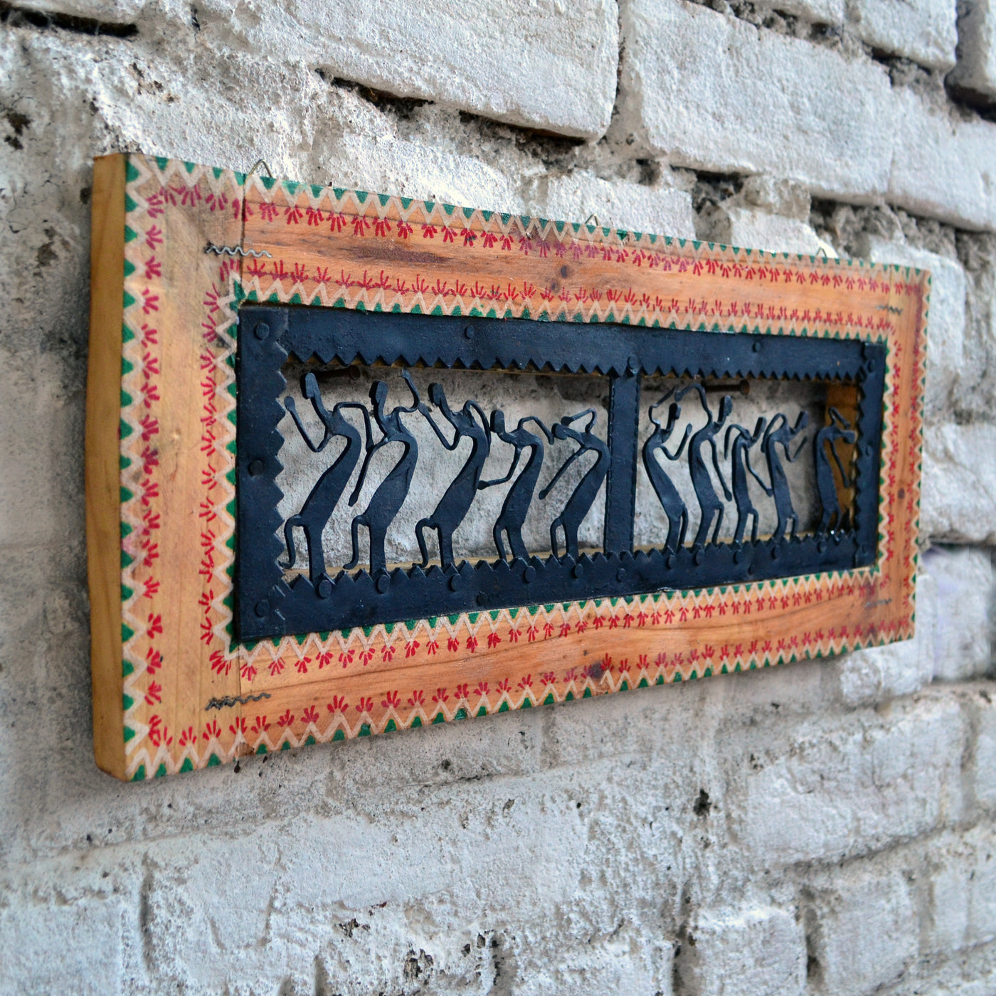 Chinhhari arts Wrought iron jaali with wooden frame 2 box dancing tribal jaali wall art - Chinhhari Arts store