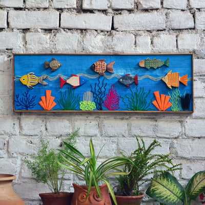Chinhhari arts wooden hand painted fish  wall decor - WWD011 - Chinhhari Arts store