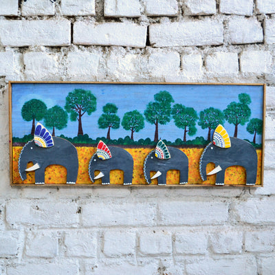 Chinhhari arts wooden hand painted elephant wall decor - WWD012 - Chinhhari Arts store