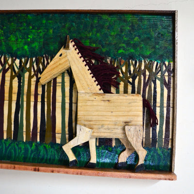 Chinhhari arts wooden hand painted horse wall decor - WWD014 - Chinhhari Arts store