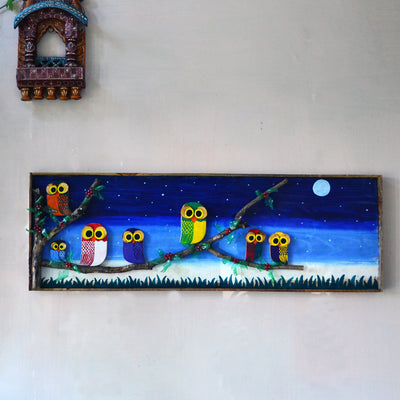 Chinhhari arts wooden hand painted owl wall decor - WWD015 - Chinhhari Arts store