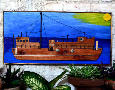 Chinhhari arts wooden hand painted Ship wall decor - WWD021 -  Chinhhari Arts