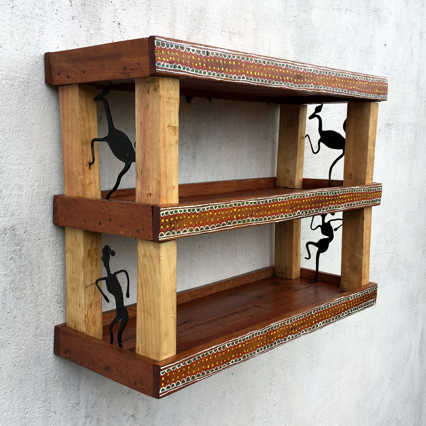 Wooden handpainted multilayer wall rack