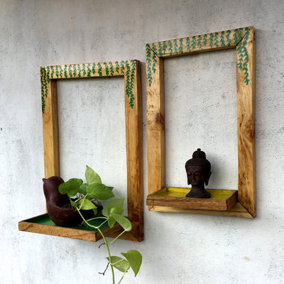 Wooden wall rack set of 2