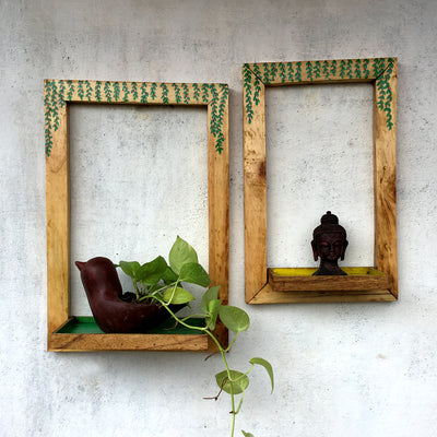 Wooden wall rack set of 2