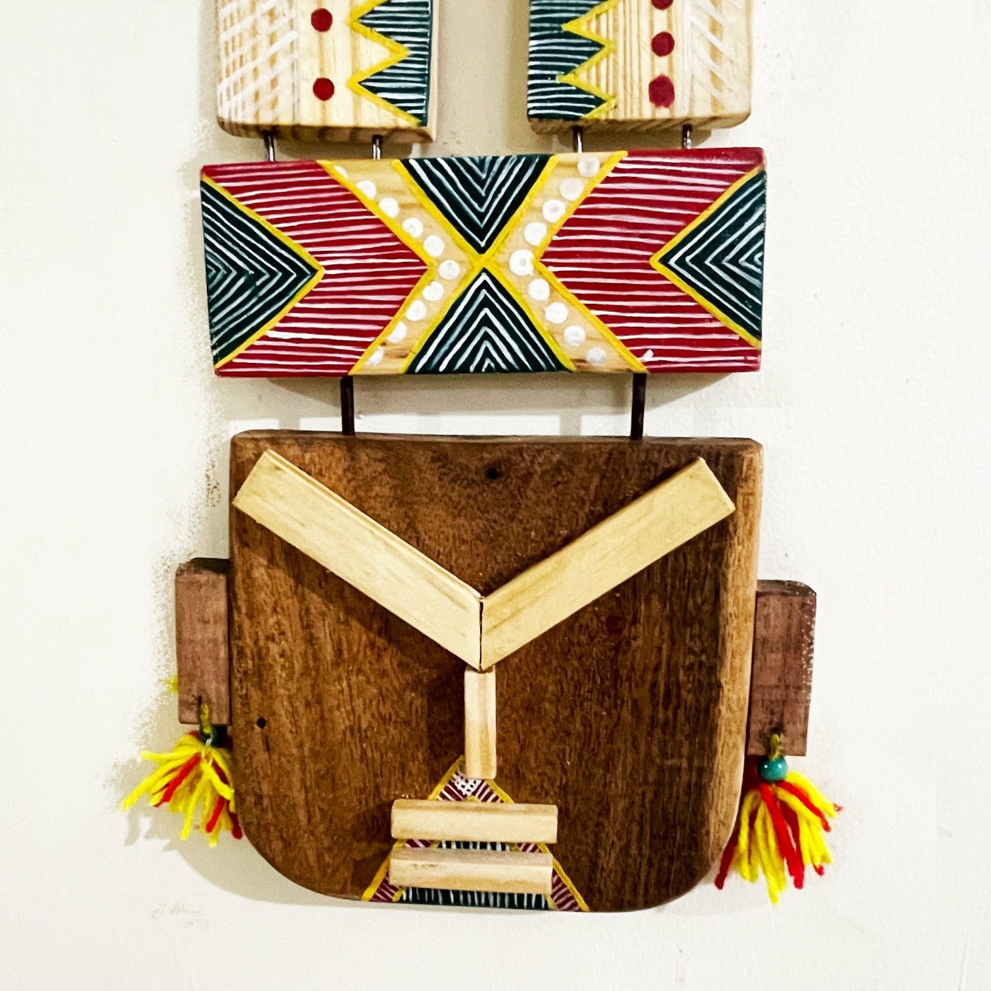 Wooden tribal long hand painted mask