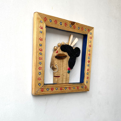 Wooden tribal lady hand painted mask frame
