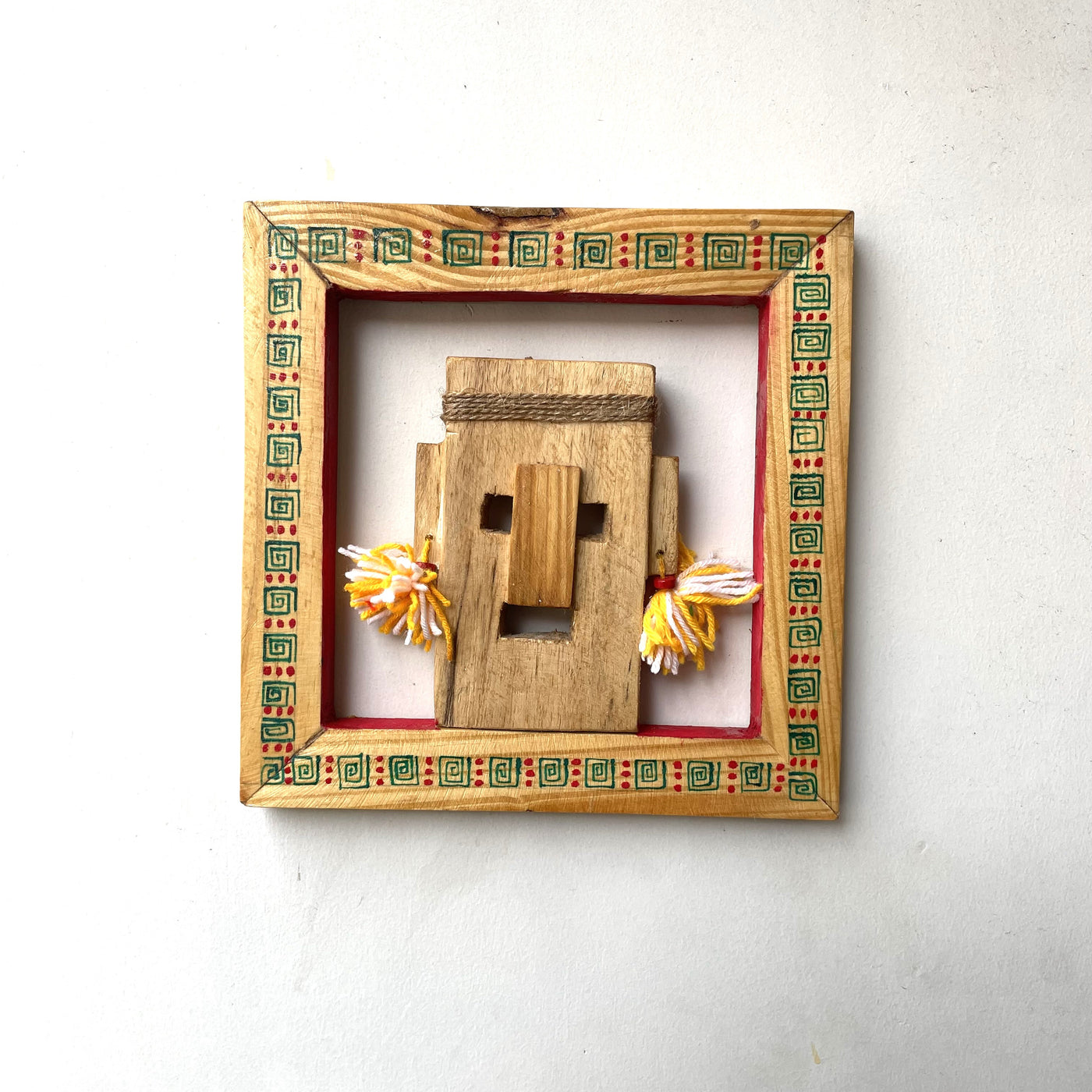 Wooden tribal man painted mask frame