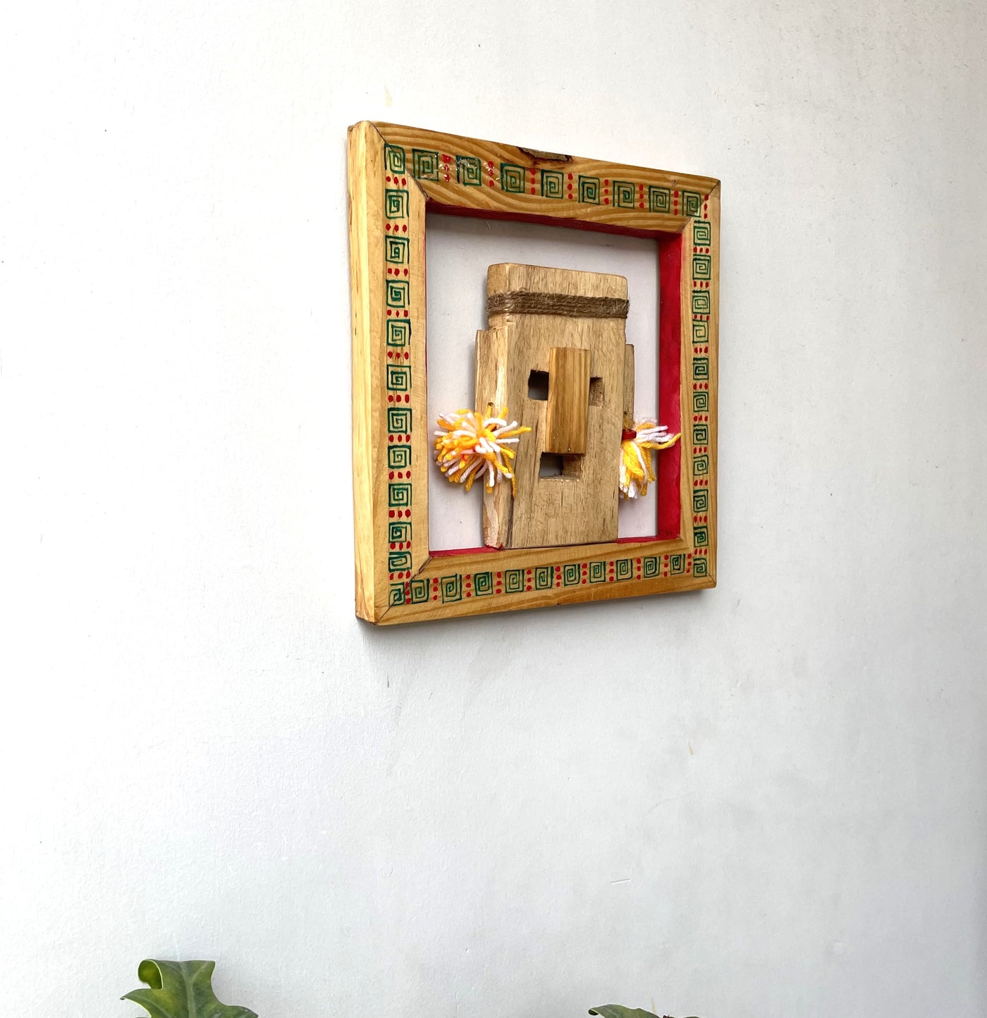Wooden tribal man painted mask frame