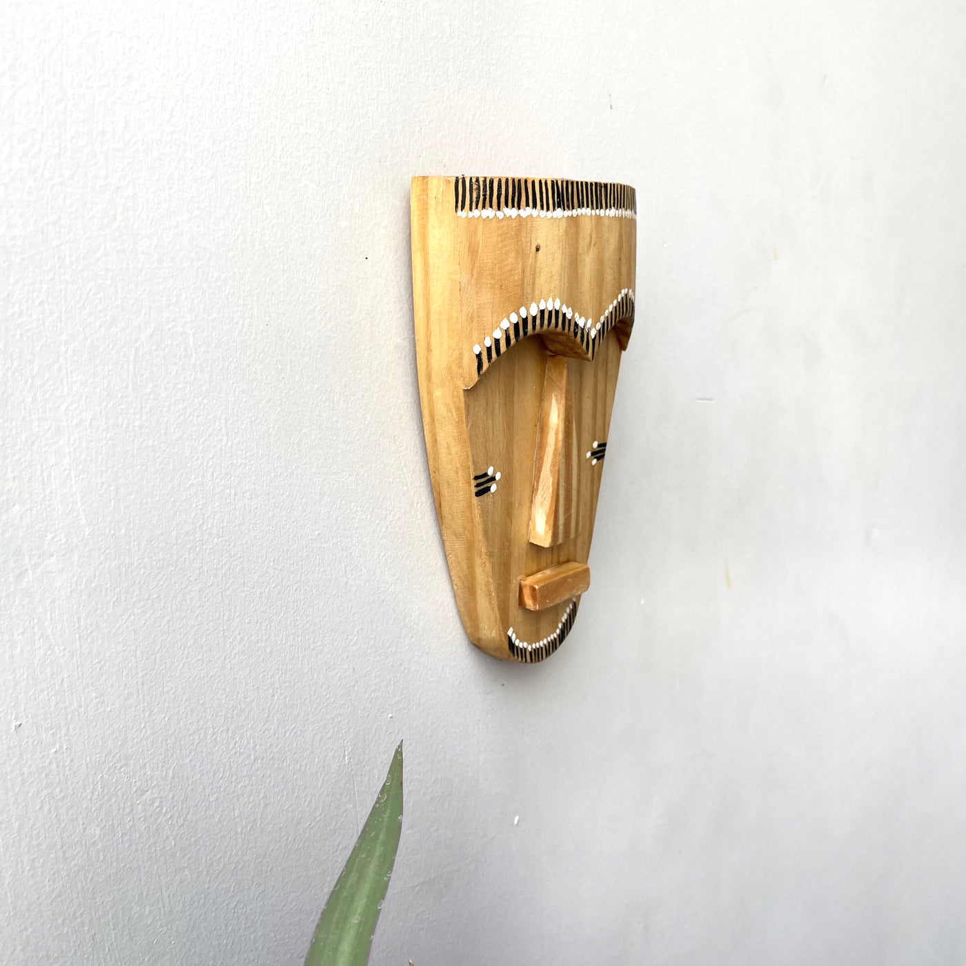 Wooden tribal abstract man small mask