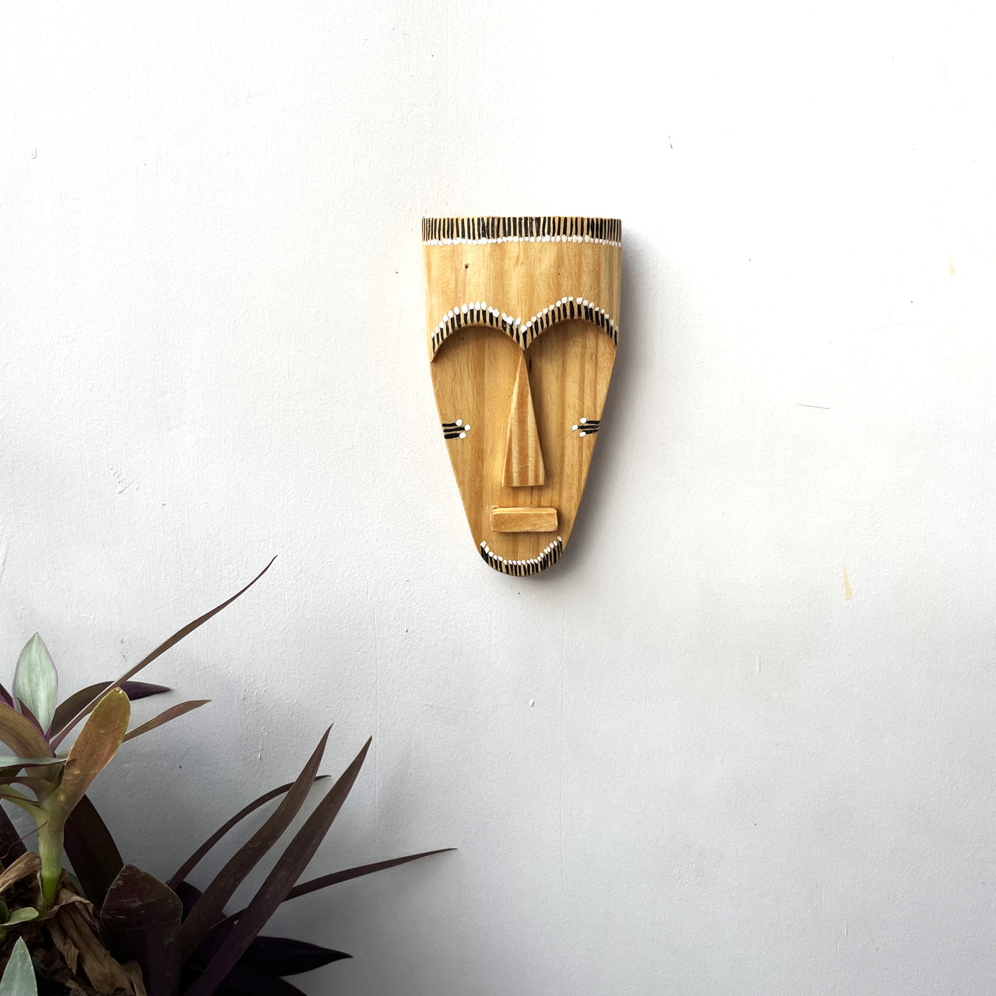 Wooden tribal abstract man small mask
